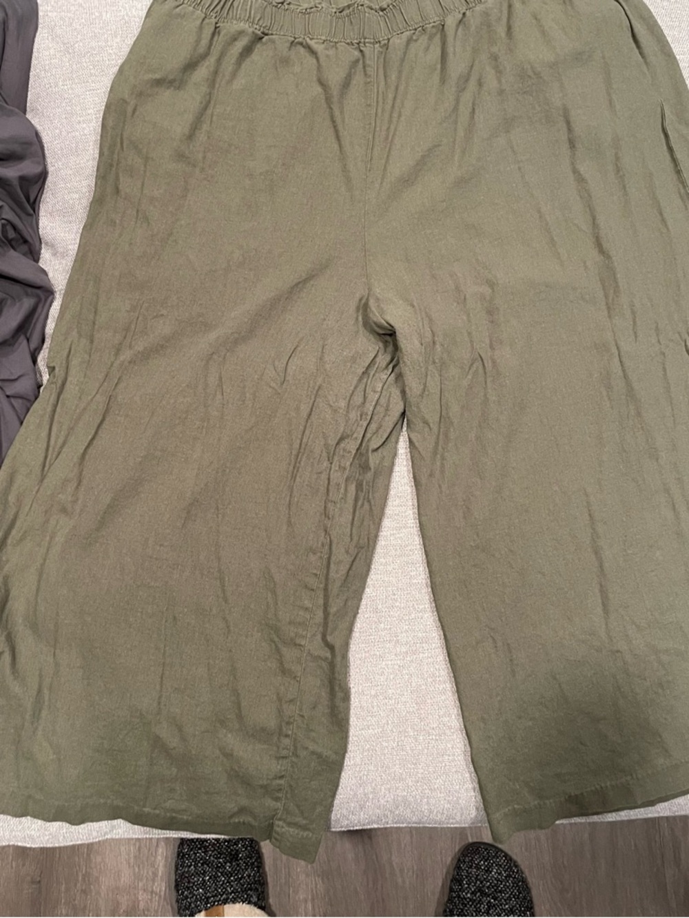 New Look Curves Olive Green Elastic-Waist Trousers